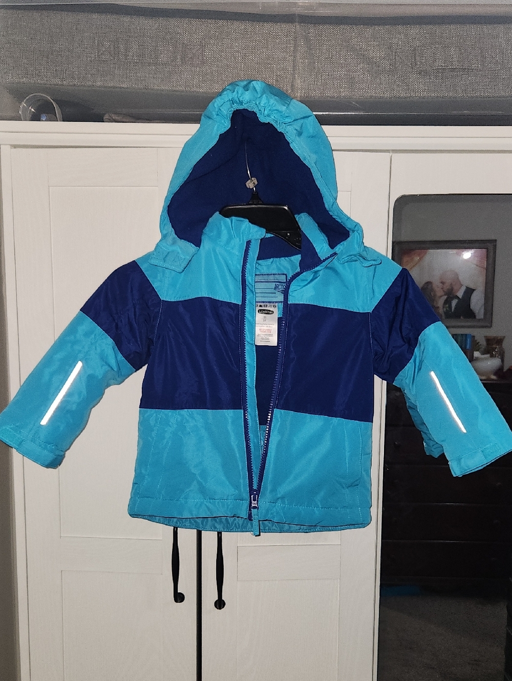 Kids Two-Tone Blue Hooded Winter Jacket